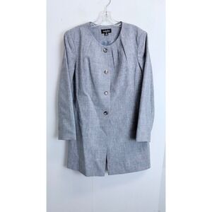 Isabella Suits Grey Collarless Longline Pleated Blazer Jacket Womens Size 12‎